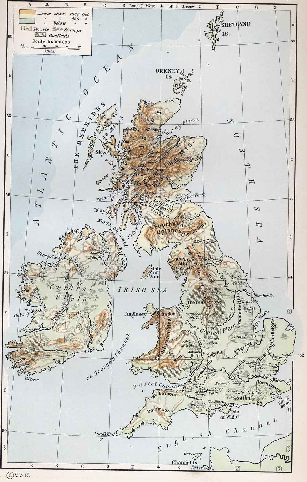 Physical Map of the British Isles