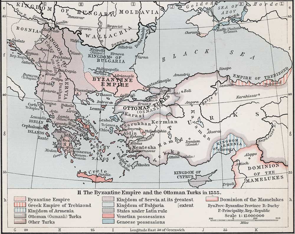 The Byzantine Empire and the Ottoman Turks in 1355