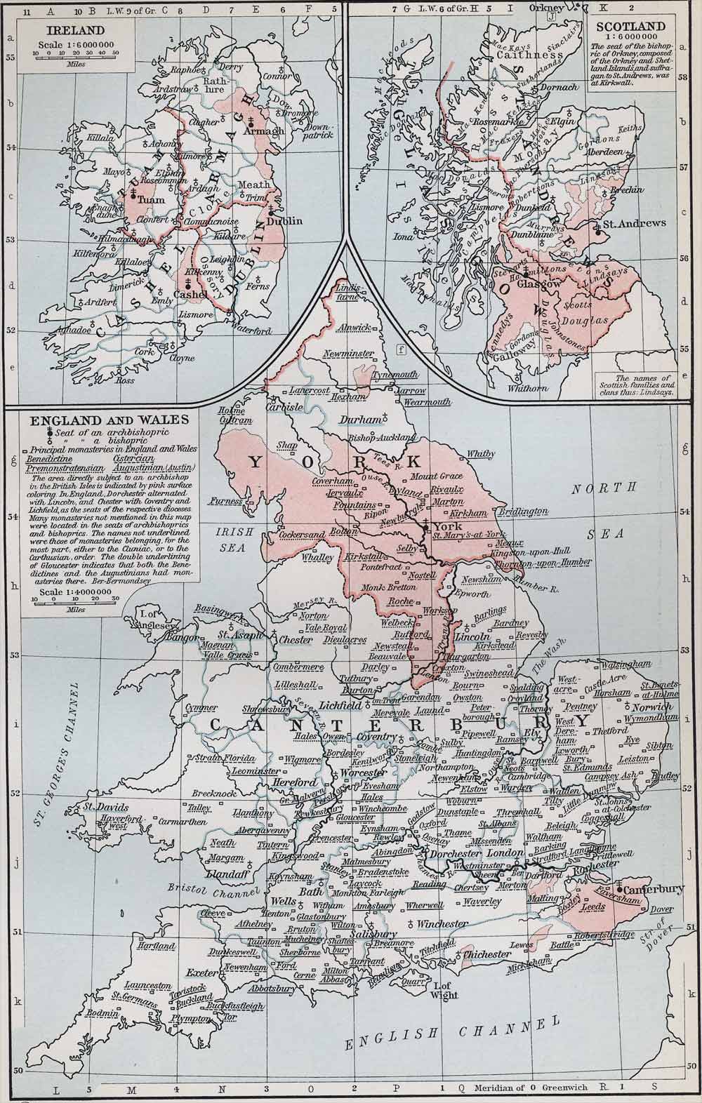 Ecclesiastical Map of the British Isles in the Middle Ages